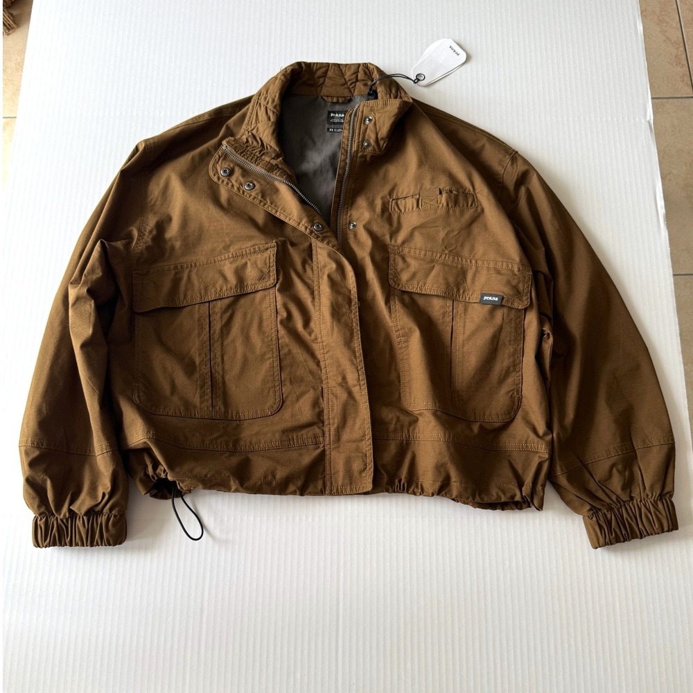 Prana Brown Utility Jacket Womens XS Organic Cotton Cargo Full Zip New